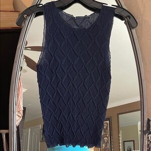 Elegant Navy Textured Sleeveless Top